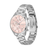 Hugo Boss Grand Tour Chronograph Pink Mother of Pearl Dial Silver Steel Strap Watch for Women - 1502765 Authentic Buy Shop Now