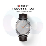 Tissot PR 100 Quartz Silver Dial Black Leather Strap Watch for Men - T150.410.16.031.00 Authentic Buy Shop Now