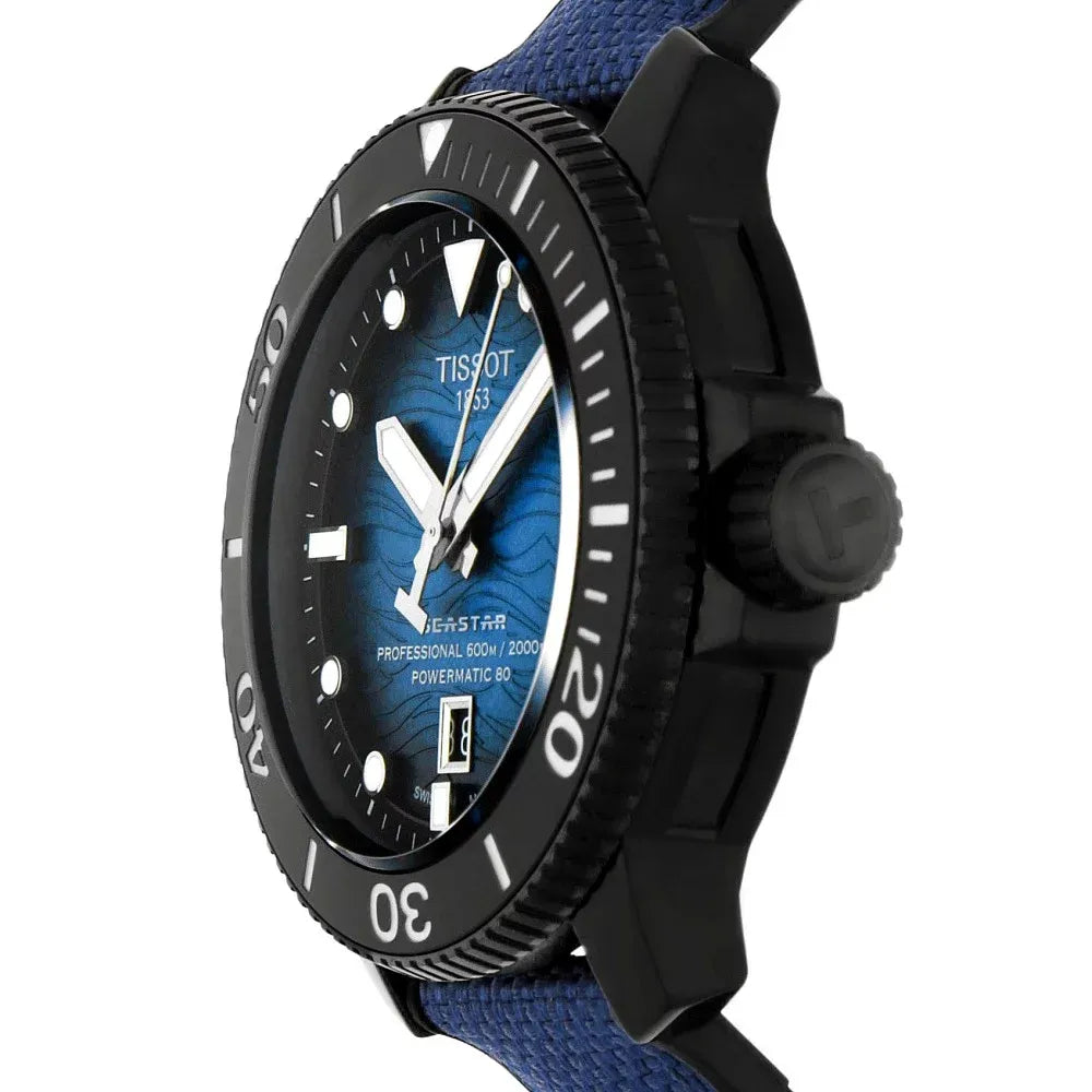 Tissot Seastar 2000 Professional Powermatic 80 Blue Dial Blue Nylon Strap Watch for Men - T120.607.37.041.00 Authentic Buy Shop Now
