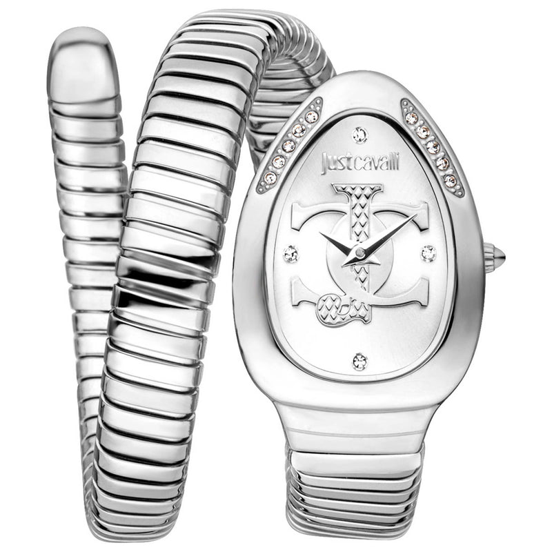 Just Cavalli Serpente Silver Dial Silver Steel Strap Watch for Women - JC1L227M0015 Authentic Buy Shop Now