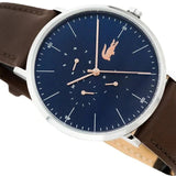 Lacoste Moon Multifunction Blue Dial Brown Leather Strap Watch for Men - 2010976 Authentic Buy Shop Now