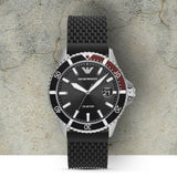 Emporio Armani Diver Black Dial Black Silicon Strap Watch for Men - AR11341 Authentic Buy Shop Now