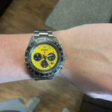 Seiko Prospex Speedtimer Solar Chronograph Yellow Dial Silver Steel Strap Watch for Men - SSC929 Authentic Buy Shop Now