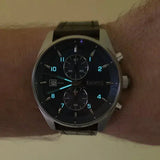Hugo Boss Skytraveller Chronograph Blue Dial Brown Leather Strap Watch for Men - 1514194 Authentic Buy Shop Now