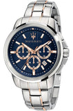 Maserati Successo Chronograph Blue Dial Silver Steel Strap Watch for Men - R8873621037 Authentic Buy Shop Now