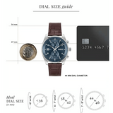 Hugo Boss Skytraveller Chronograph Blue Dial Brown Leather Strap Watch for Men - 1514194 Authentic Buy Shop Now