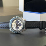 Seiko Prospex Speedtimer Solar Chronograph Ivory Dial Black Leather Strap Watch for Men - SSC943 Authentic Buy Shop Now
