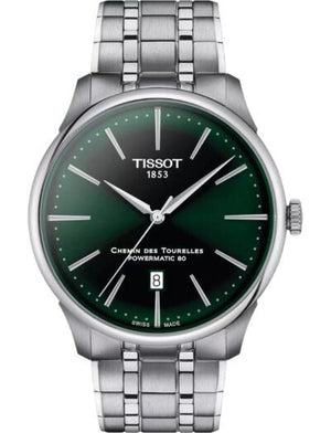 Tissot Chemin des Tourelles Powermatic 80 Green Dial Silver Steel Strap Watch for Men - T139.407.11.091.00 Authentic Buy Shop Now