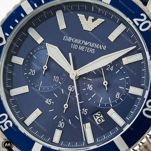 Emporio Armani World Explorer Chronograph Blue Dial Blue Nylon Strap Watch for Men - AR11588 Authentic Buy Shop Now