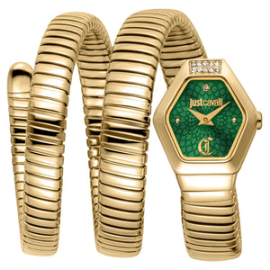 Just Cavalli Romina Green Dial Gold Steel Strap Watch for Women - JC1L395M0035 Authentic Buy Shop Now