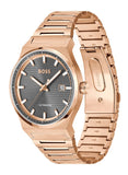 Hugo Boss Candor Automatic Grey Dial Rose Gold Steel Strap Watch for Men - 1514185 Authentic Buy Shop Now