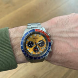Seiko Prospex Solar Chronograph 1969 Re-interpretation Orange Dial Silver Steel Strap Watch for Men - SSC947 Authentic Buy Shop Now