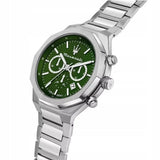 Maserati Stile Chronograph Green Dial Silver Steel Strap Watch for Men - R8873642011 Authentic Buy Shop Now