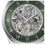 Hugo Boss Principle Skeleton Green Dial Silver Steel Strap Watch for Men - 1514236 Authentic Buy Shop Now