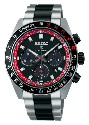 Seiko Prospex Speedtimer Solar Chronograph Datsun 240Z Collaboration Limited Edition Black Dial Two Tone Steel Strap Watch for Men - SSC957 Authentic Buy Shop Now