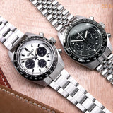 Seiko Prospex Speedtimer Solar Chronograph Black Dial Silver Steel Strap Watch for Men - SSC819 Authentic Buy Shop Now
