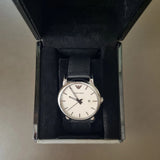 Emporio Armani Luigi White Dial Black Leather Strap Watch for Men - AR1694 Authentic Buy Shop Now
