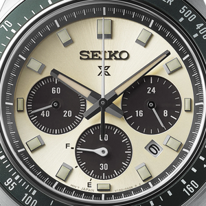 Seiko Prospex Speedtimer Solar Chronograph Ivory Dial Black Leather Strap Watch for Men - SSC943 Authentic Buy Shop Now