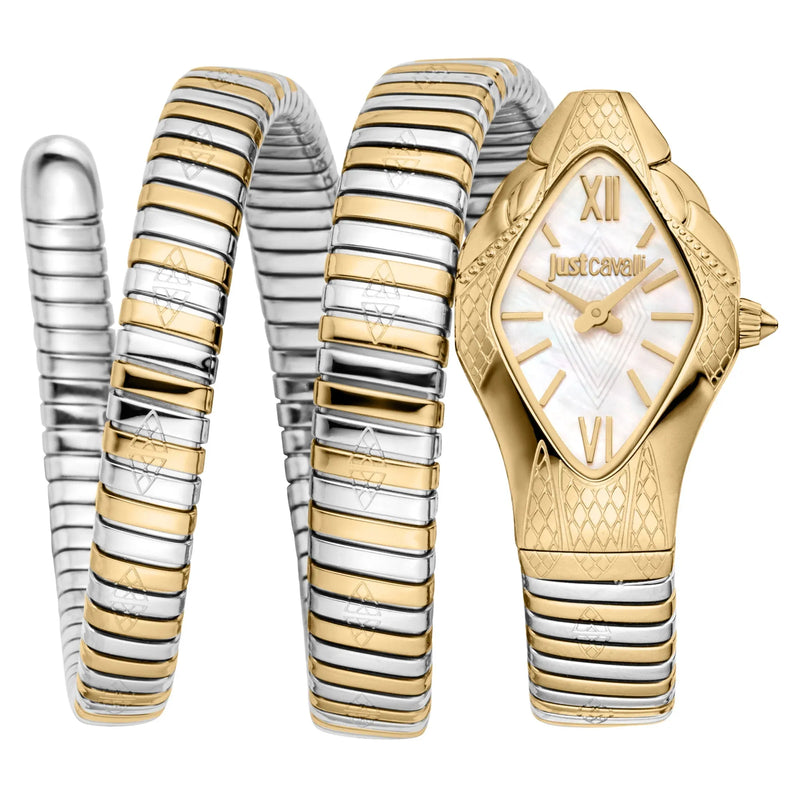 Just Cavalli Cristallo Mother of Pearl Dial Two Tone Steel Strap Watch for Women - JC1L307M0055 Authentic Buy Shop Now