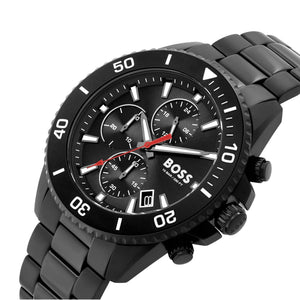 Hugo Boss Admiral Chronograph Black Dial Black Steel Strap Watch for Men - 1514258 Authentic Buy Shop Now