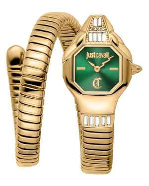 Just Cavalli Brillante Green Dial Gold Steel Strap Watch for Women - JC1L326M0035 Authentic Buy Shop Now