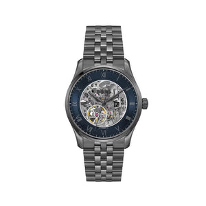 Hugo Boss Principle Skeleton Blue Dial Grey Steel Strap Watch for Men - 1514254 Authentic Buy Shop Now