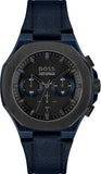 Hugo Boss Taper Chronograph Black Dial Blue Leather Strap Watch for Men - 1514086 Authentic Buy Shop Now