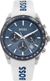 Hugo Boss Strike Chronograph Blue Dial White Rubber Strap Watch for Men - 1514238 Authentic Buy Shop Now