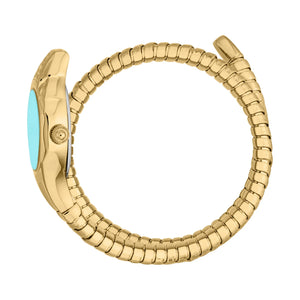 Just Cavalli Fiore Turquoise Dial Gold Steel Strap Watch for Women - JC1L354M0035 Authentic Buy Shop Now