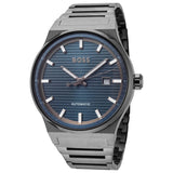Hugo Boss Candor Automatic Blue Dial Grey Steel Strap Watch for Men - 1514119 Authentic Buy Shop Now