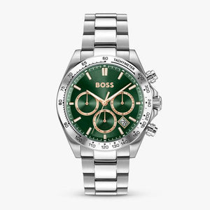 Hugo Boss Hero 2.0 Chronograph Green Dial Silver Steel Strap Watch for Men - 1514268 Authentic Buy Shop Now