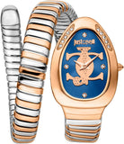 Just Cavalli Glam Evo 5 Serpente Blue Dial Two Tone Steel Strap Watch for Women - JC1L227M0085 Authentic Buy Shop Now