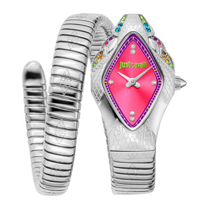 Just Cavalli Ferocious Pink Dial Silver Steel Strap Watch for Women - JC1L306M0025 Authentic Buy Shop Now