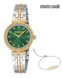 Just Cavalli Chiarezza Snake Core Green Dial Two Tone Steel Strap Watch for Women - RC5L078M0065 Authentic Buy Shop Now