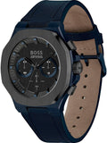 Hugo Boss Taper Chronograph Black Dial Blue Leather Strap Watch for Men - 1514086 Authentic Buy Shop Now