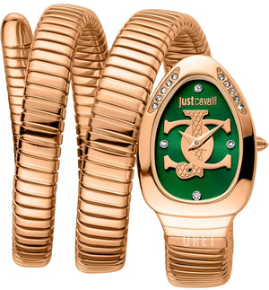 Just Cavalli Glam Evo 5 Green Dial Rose Gold Steel Strap Watch for Women - JC1L228M0055 Authentic Buy Shop Now