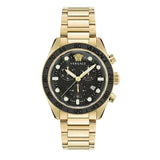 Versace Greca Dome Chronograph Black Dial Gold Steel Strap Watch for Men - VE6K00523 Authentic Buy Shop Now