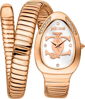 Just Cavalli Glam Evo 5 Silver Dial Rose Gold Steel Strap Watch for Women - JC1L227M0055 Authentic Buy Shop Now