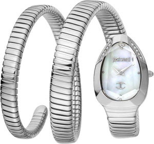 Just Cavalli Glam Evo 9 Mother of Pearl Dial Silver Steel Strap Watch for Women - JC1L209M0015 Authentic Buy Shop Now