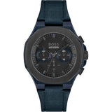 Hugo Boss Taper Chronograph Black Dial Blue Leather Strap Watch for Men - 1514086 Authentic Buy Shop Now