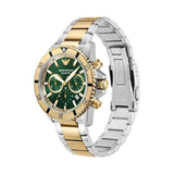 Emporio Armani Sea Explorer Chronograph Green Dial Two Tone Steel Strap Watch for Men - AR11586 Authentic Buy Shop Now
