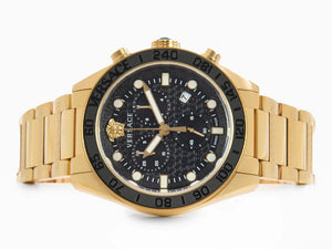 Versace Greca Dome Chronograph Black Dial Gold Steel Strap Watch for Men - VE6K00523 Authentic Buy Shop Now