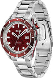 Hugo Boss Bossmatic Automatic Red Dial Silver Steel Strap Watch for Men - 1514179 Authentic Buy Shop Now