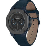 Hugo Boss Taper Chronograph Black Dial Blue Leather Strap Watch for Men - 1514086 Authentic Buy Shop Now