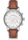 Burberry Utilitarian Chronograph White Dial Brown Leather Strap Watch for Men - BU7817 Authentic Buy Shop Now