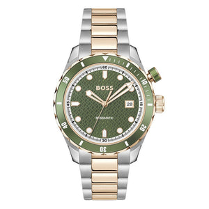 Hugo Boss Bossmatic Automatic Green Dial Two Tone Steel Strap Watch for Men - 1514181 Authentic Buy Shop Now