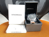 Emporio Armani Tazio Chronograph Black Dial Silver Steel Strap Watch for Men - AR5980 Authentic Buy Shop Now