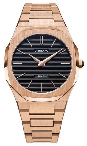 D1 Milano Ultra Thin Black Dial Gold Steel Strap Watch for Men - D1-UTBJ16 Authentic Buy Shop Now