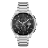 Hugo Boss Peak Chronograph Black Dial Silver Steel Strap Watch for Men - 1514191 Authentic Buy Shop Now