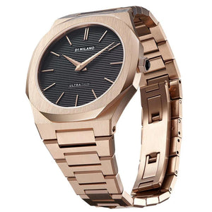 D1 Milano Ultra Thin Black Dial Gold Steel Strap Watch for Men - D1-UTBJ16 Authentic Buy Shop Now